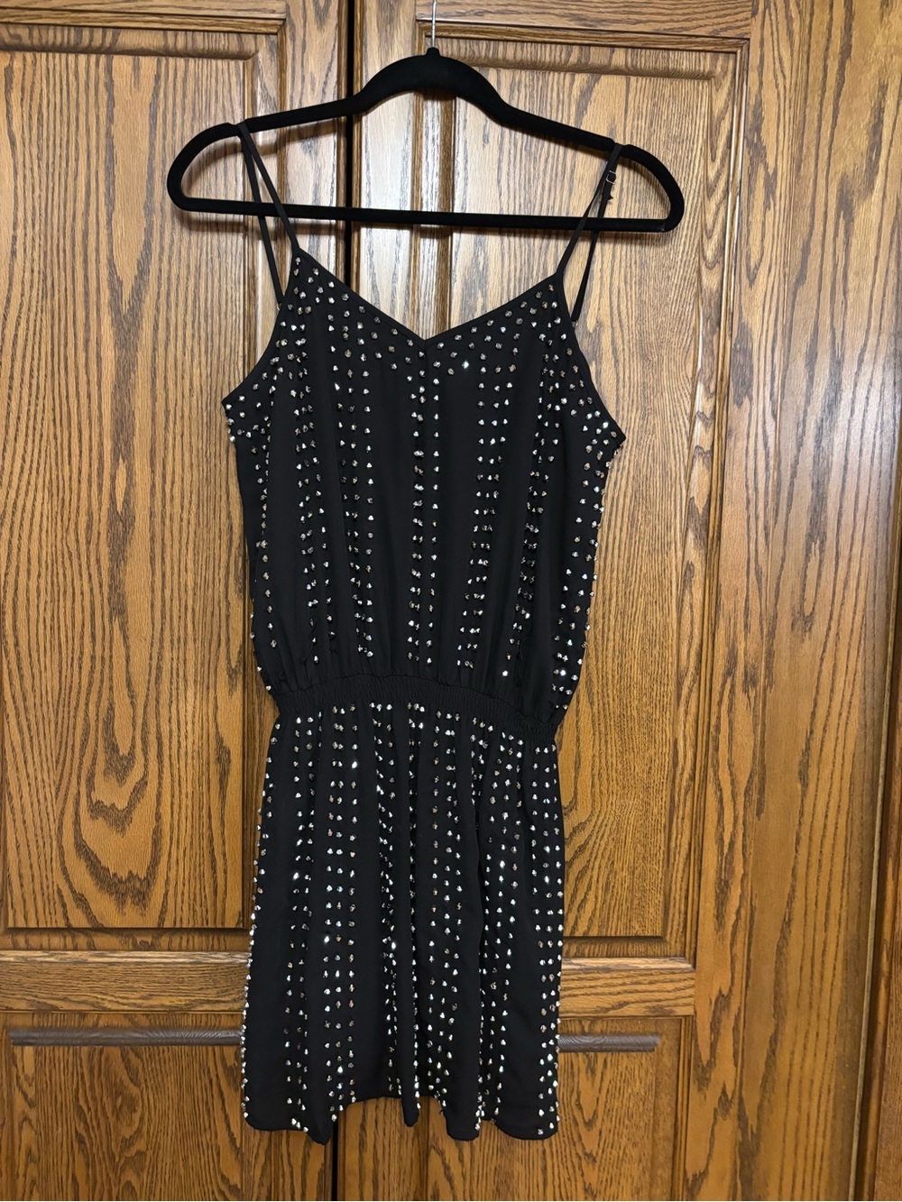 Black Studded Spaghetti-Strap Dress size medium